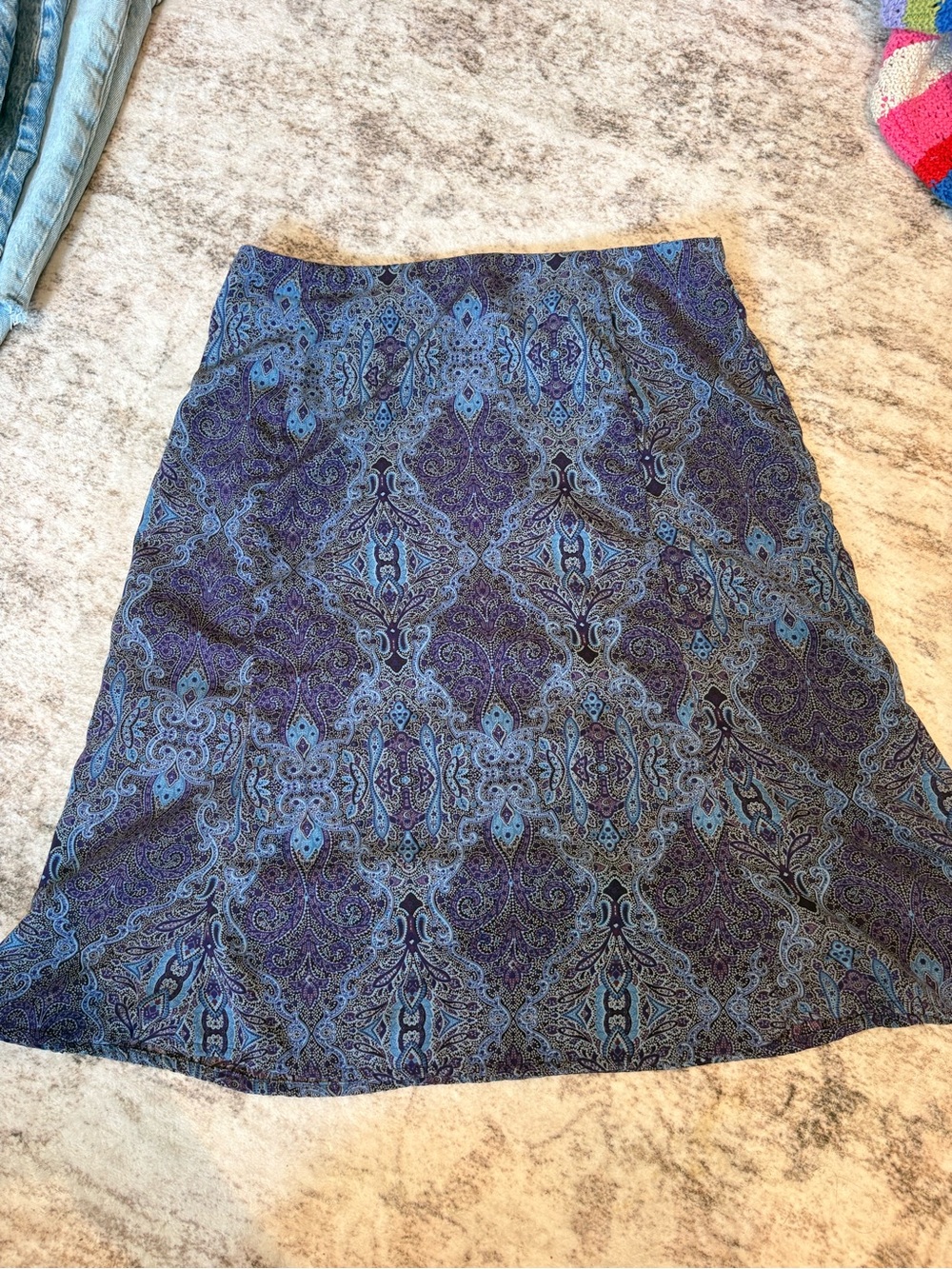 Paisley A-Line Skirt in Blue and Navy